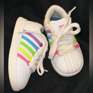 K-SWISS baby White Leather Multicolor Stripes Sneakers Size 6